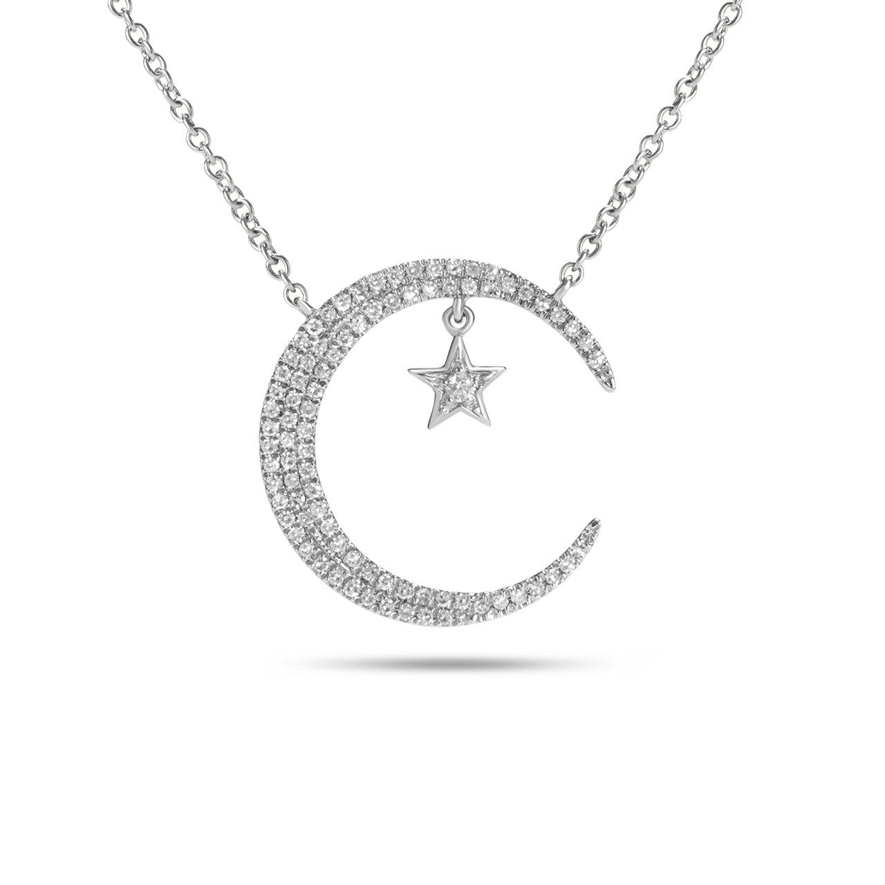 Diamond Moon & Hanging Star Necklace