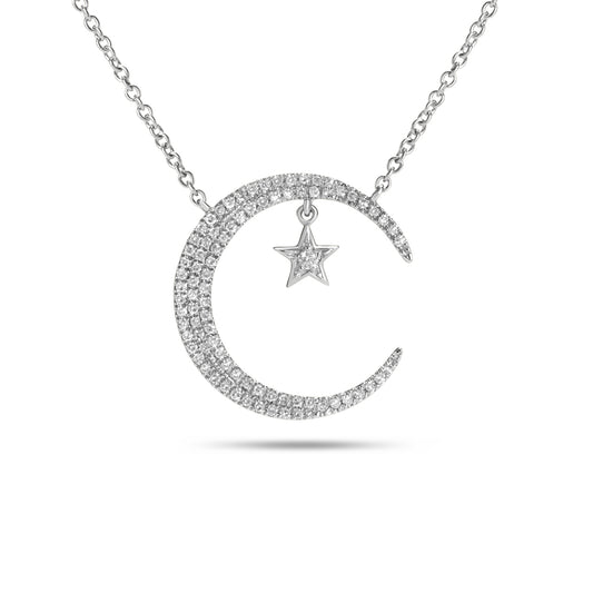 Diamond Moon & Hanging Star Necklace