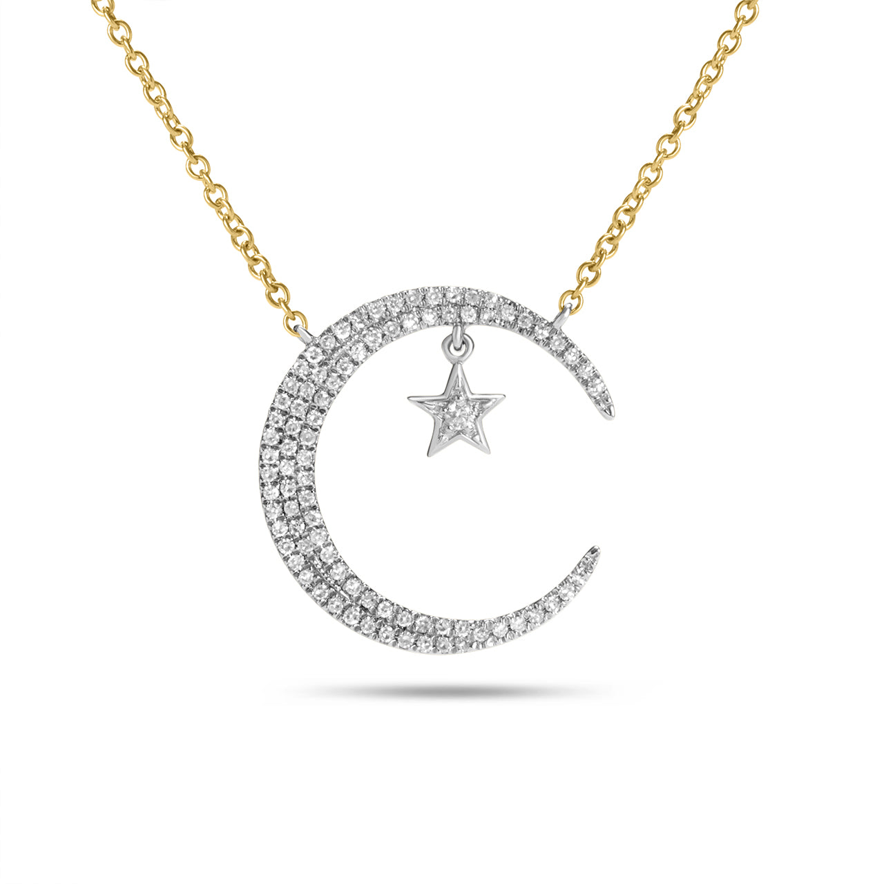Diamond Moon & Hanging Star Necklace