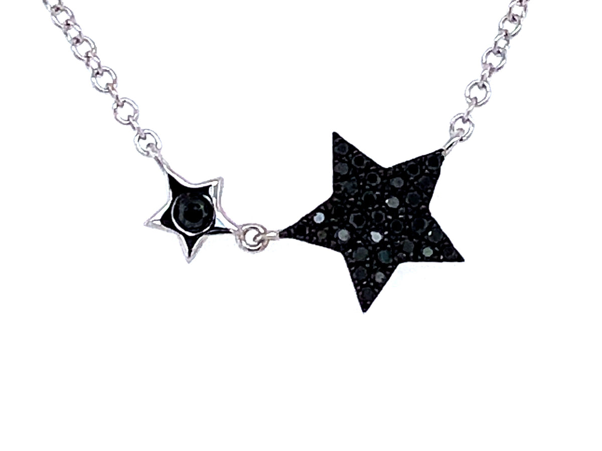 BLACK DIAMOND MOTHER & CHILD STAR NECKLACE, 18"/17"/16", 14KW (R)