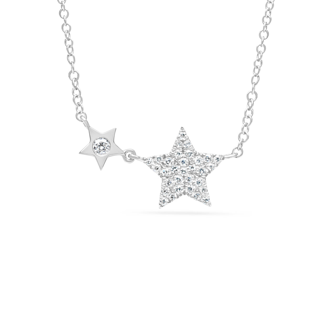 Diamond Double Star Necklace