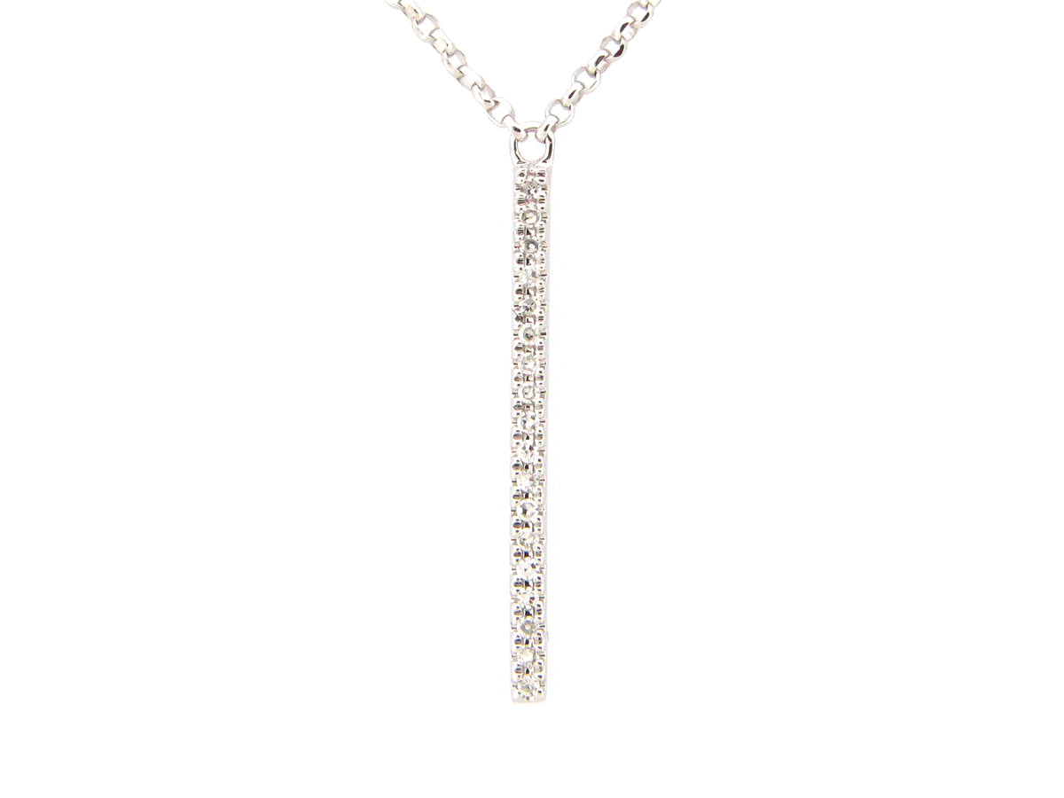 DIAMOND BAR PENDANT NECKLACE, 18"/17"/16", 14KW (N)