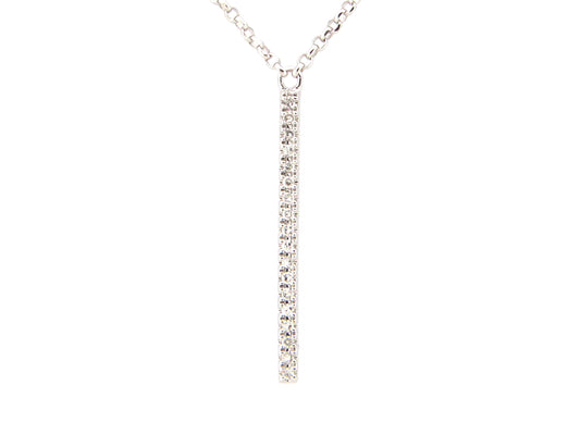 DIAMOND BAR PENDANT NECKLACE, 18"/17"/16", 14KW (N)