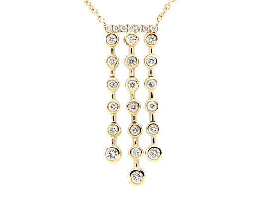 Diamond 3 Strand Pendant Necklace, 12" To 18", 14ky (N)