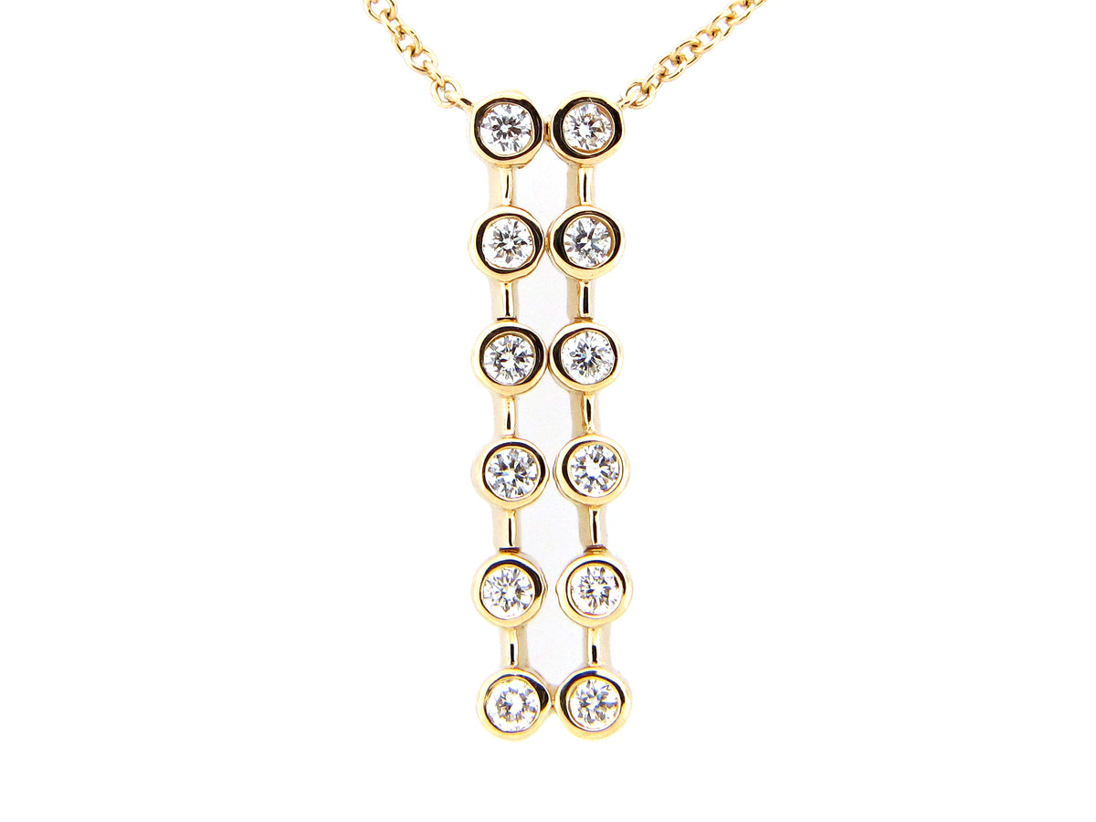 DIAMOND 2 STRAND PENDANT NECKLACE, 12" TO 18", 14KY (N)
