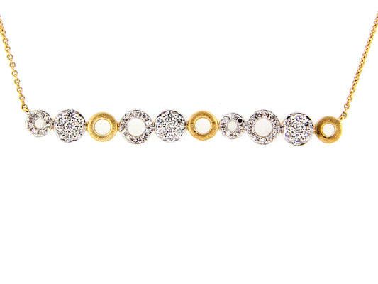 DIAMOND CIRCLE LINE BAR NECKLACE, 18"/16" , 14KY (N)