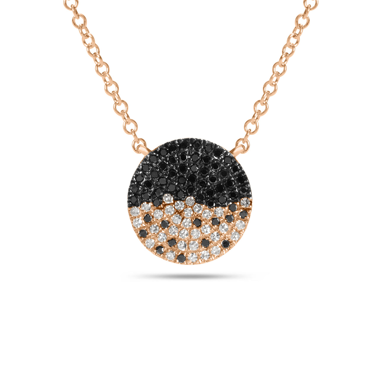 Black & White Diamond Pave Petite Confetti Disc Necklace
