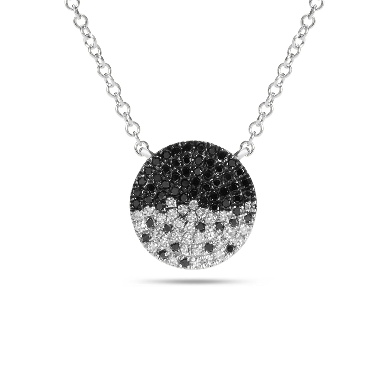 Black & White Diamond Pave Petite Confetti Disc Necklace