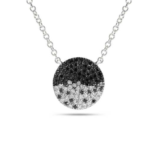 Black & White Diamond Pave Petite Confetti Disc Necklace