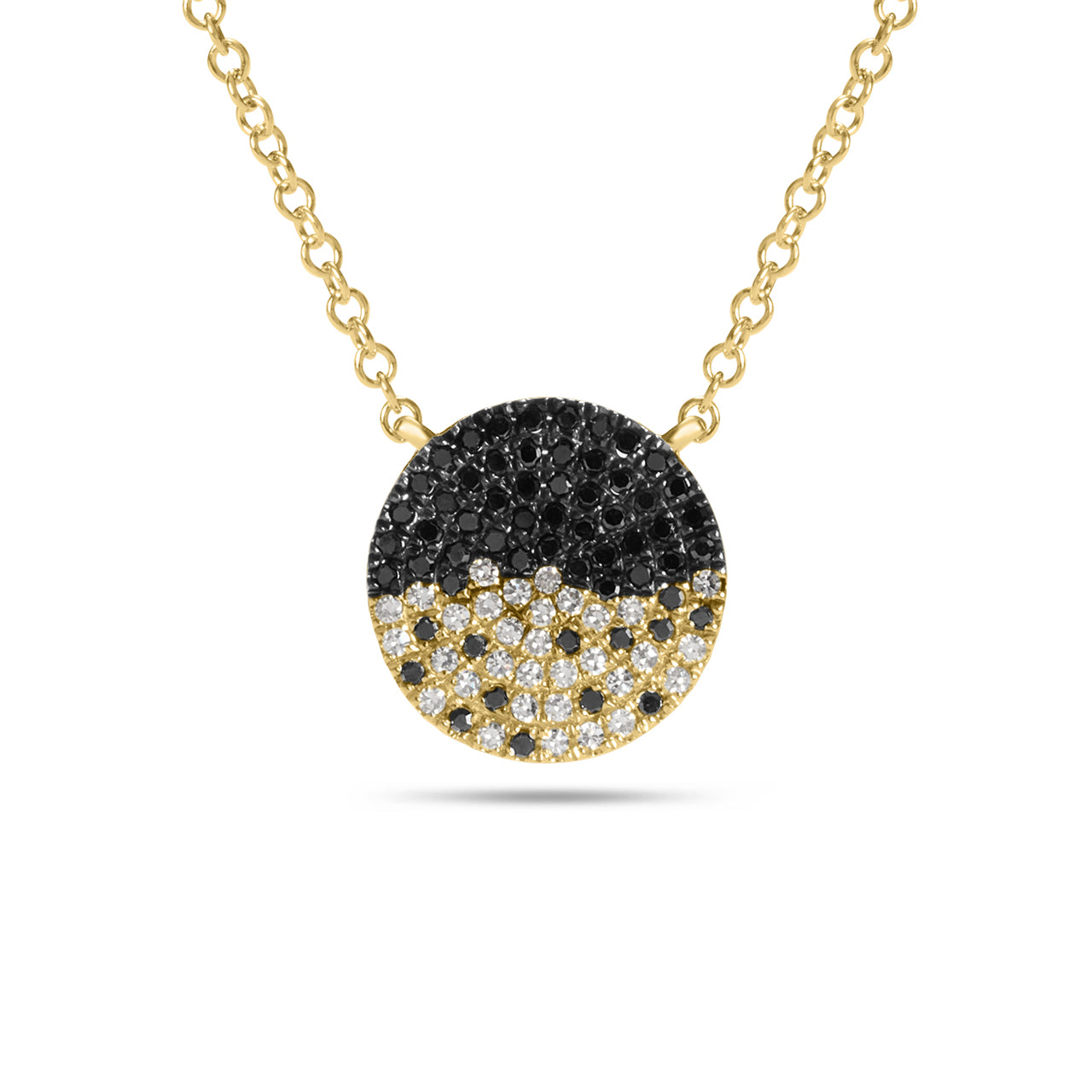 Black & White Diamond Pave Petite Confetti Disc Necklace