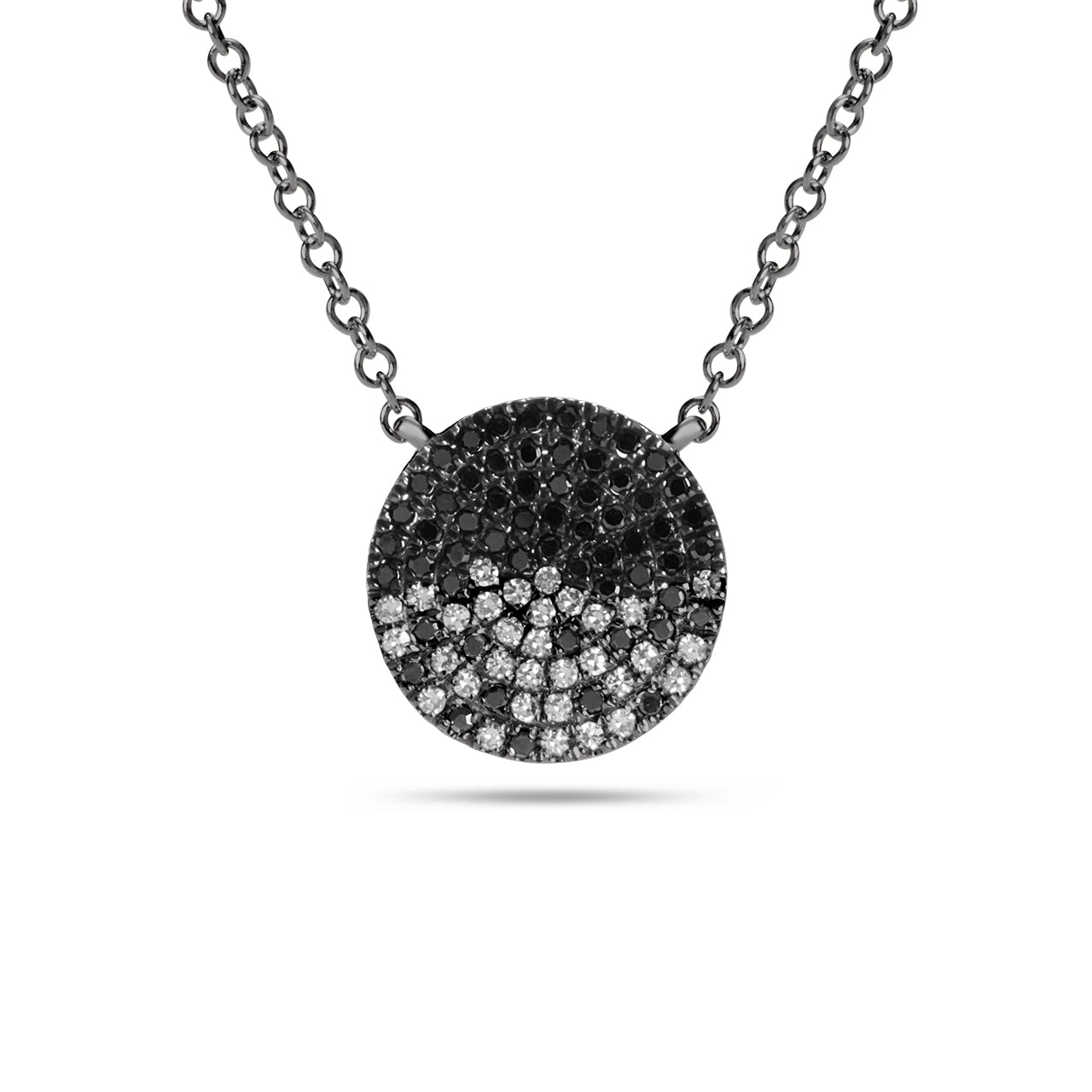 Black & White Diamond Pave Petite Confetti Disc Necklace