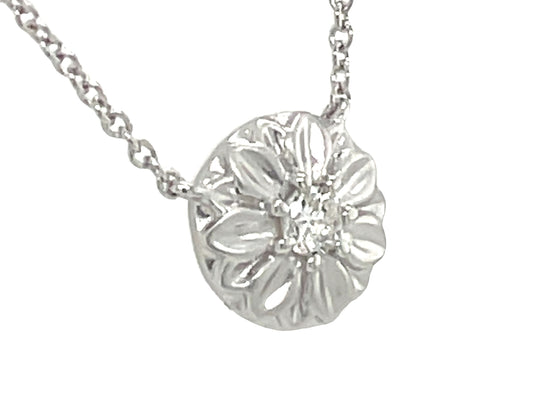 DIAMOND FLOWER PENDANT NECKLACE