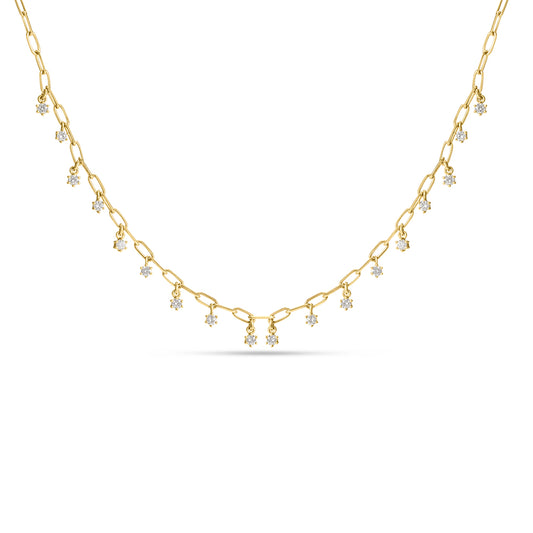 Diamond Dangle paperclip Necklace
