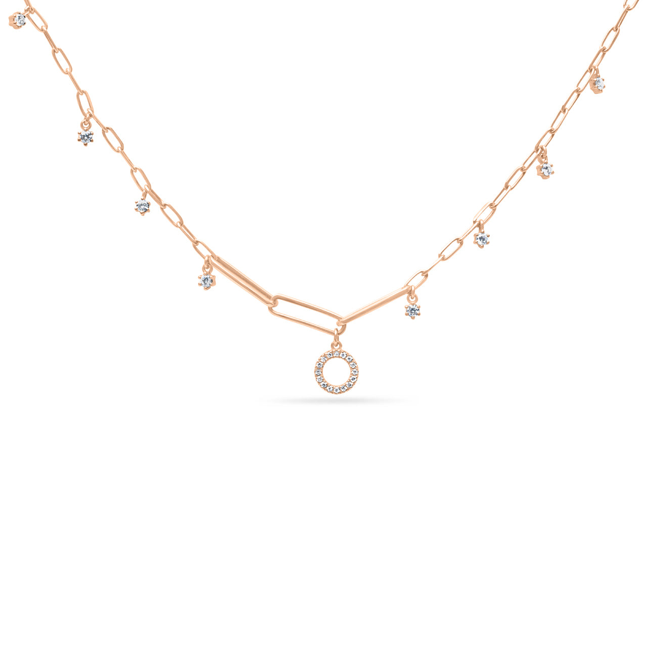 Diamond Charm Paperclip Necklace