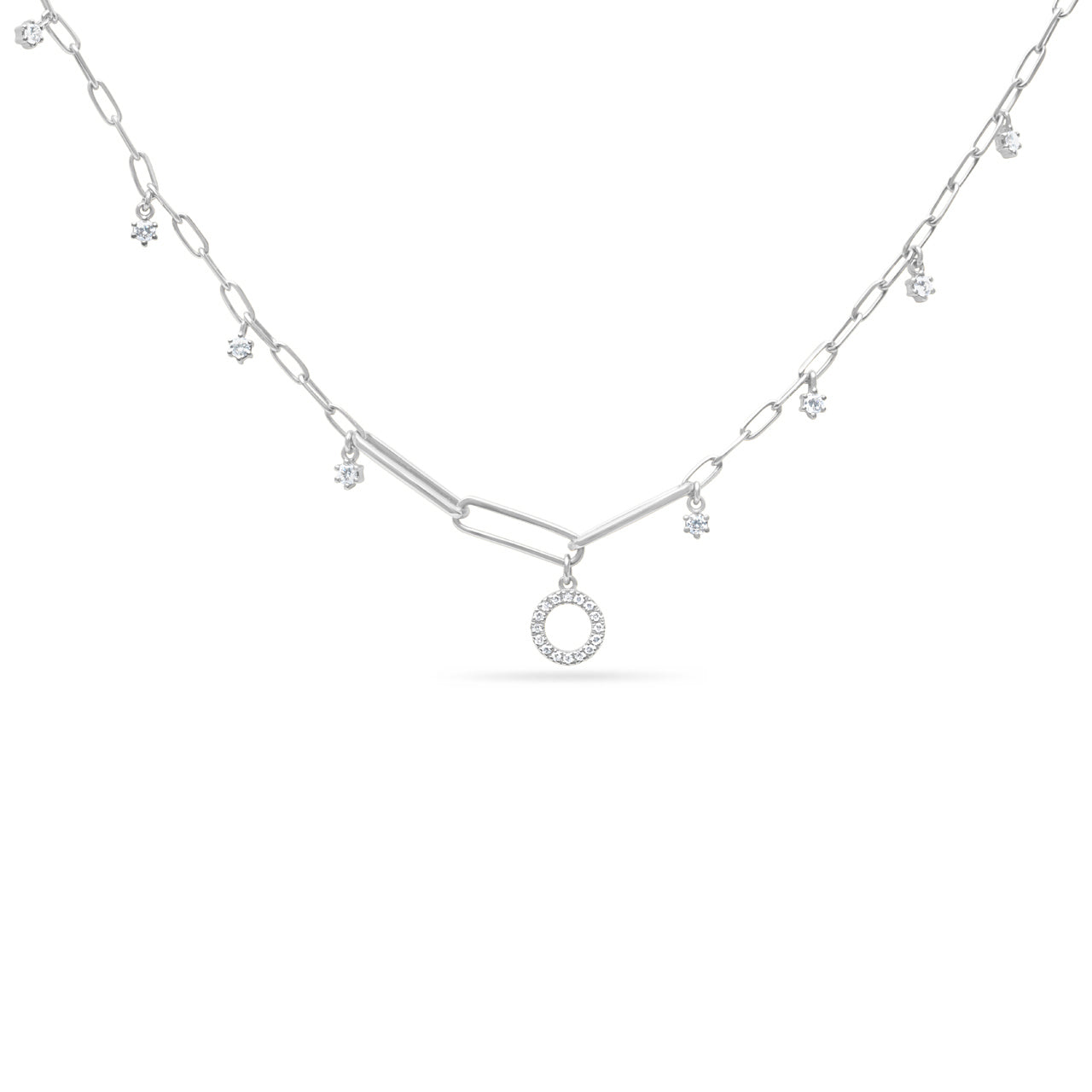 Diamond Charm Paperclip Necklace