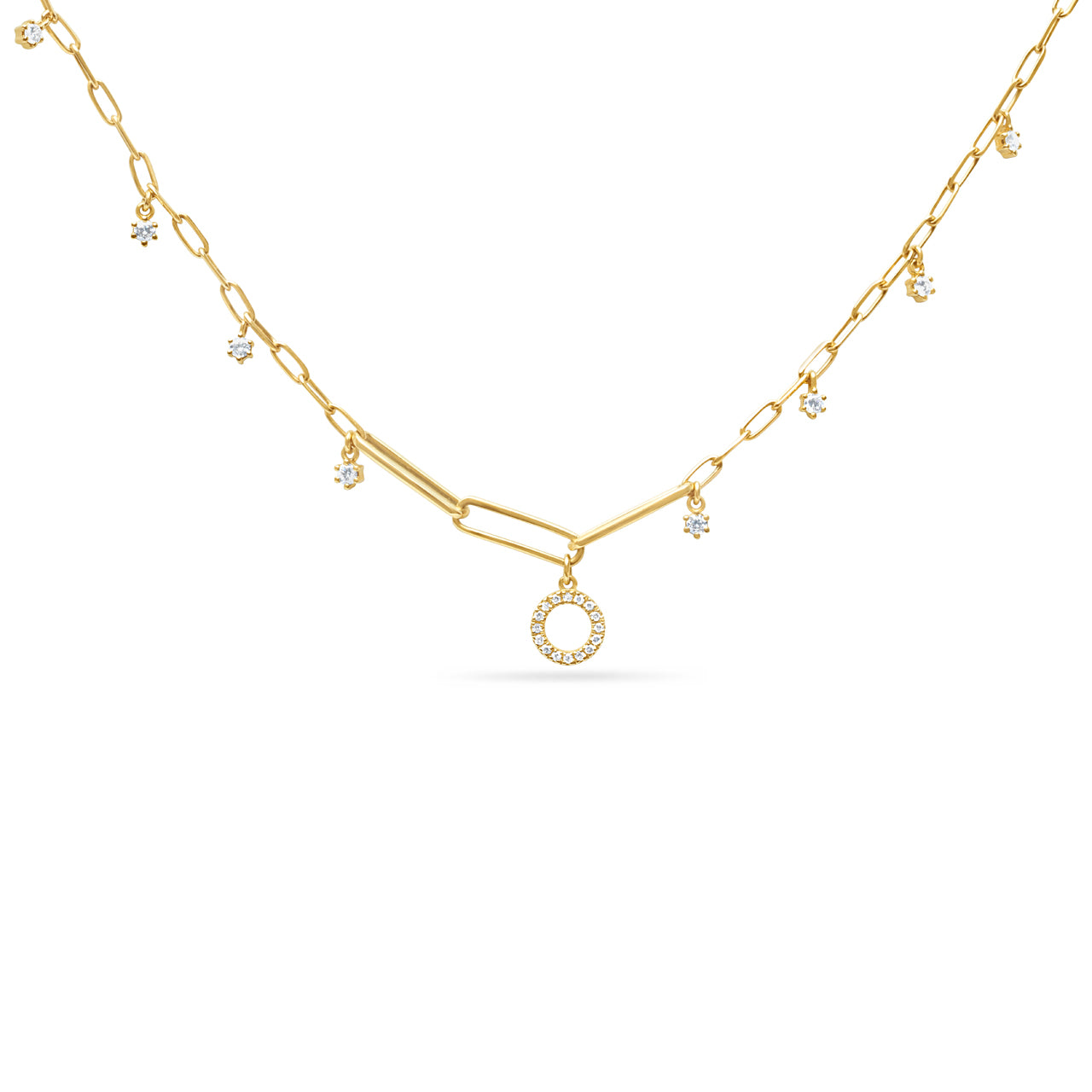 Diamond Charm Paperclip Necklace