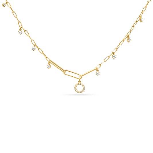 Diamond Charm Paperclip Necklace