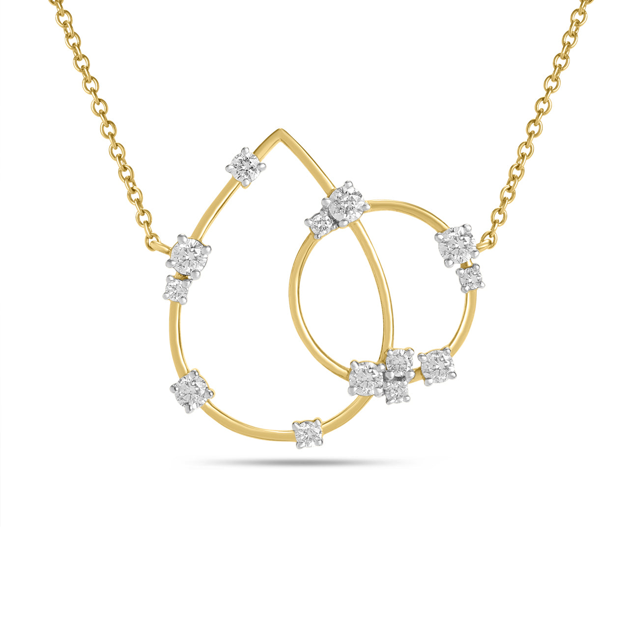 Diamond Pear & Circle Floating Necklace