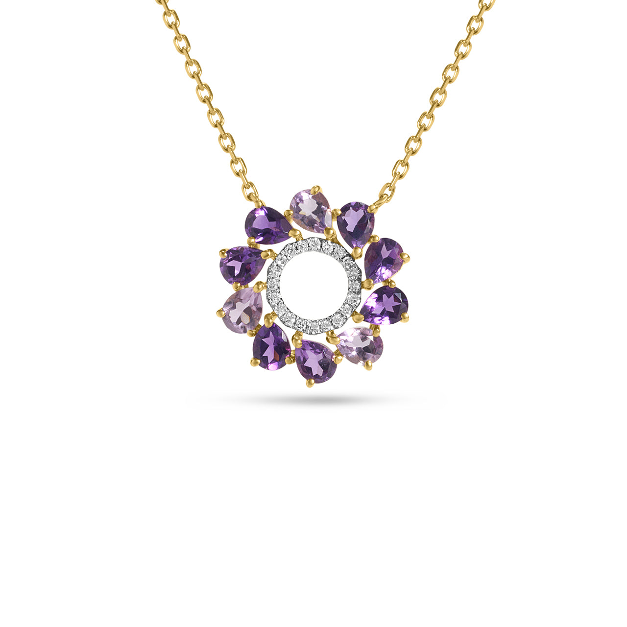 Amethyst & Diamond Circle Necklace