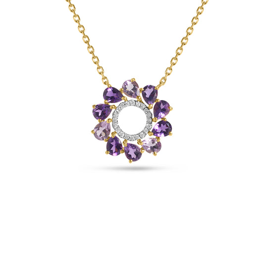 Amethyst & Diamond Circle Necklace