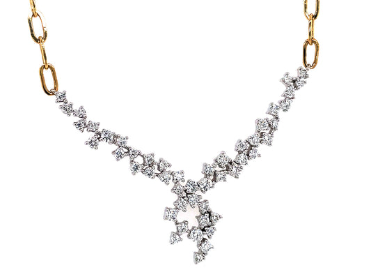 DIAMOND FREEFORM V BYPASS NECKLACE, 16" PAPERCLIP CHAIN