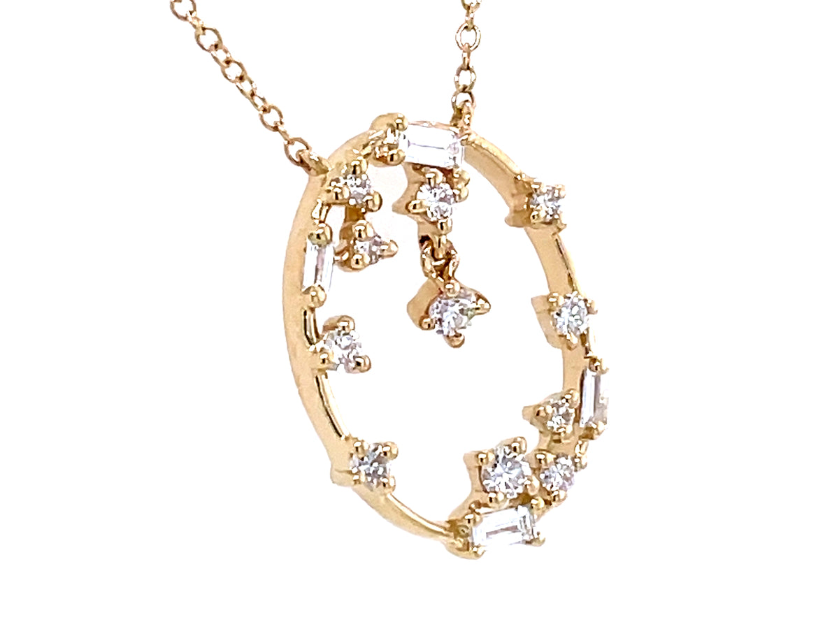 DIAMOND ORBIT OVAL NECKLACE, 18"/17"/16"