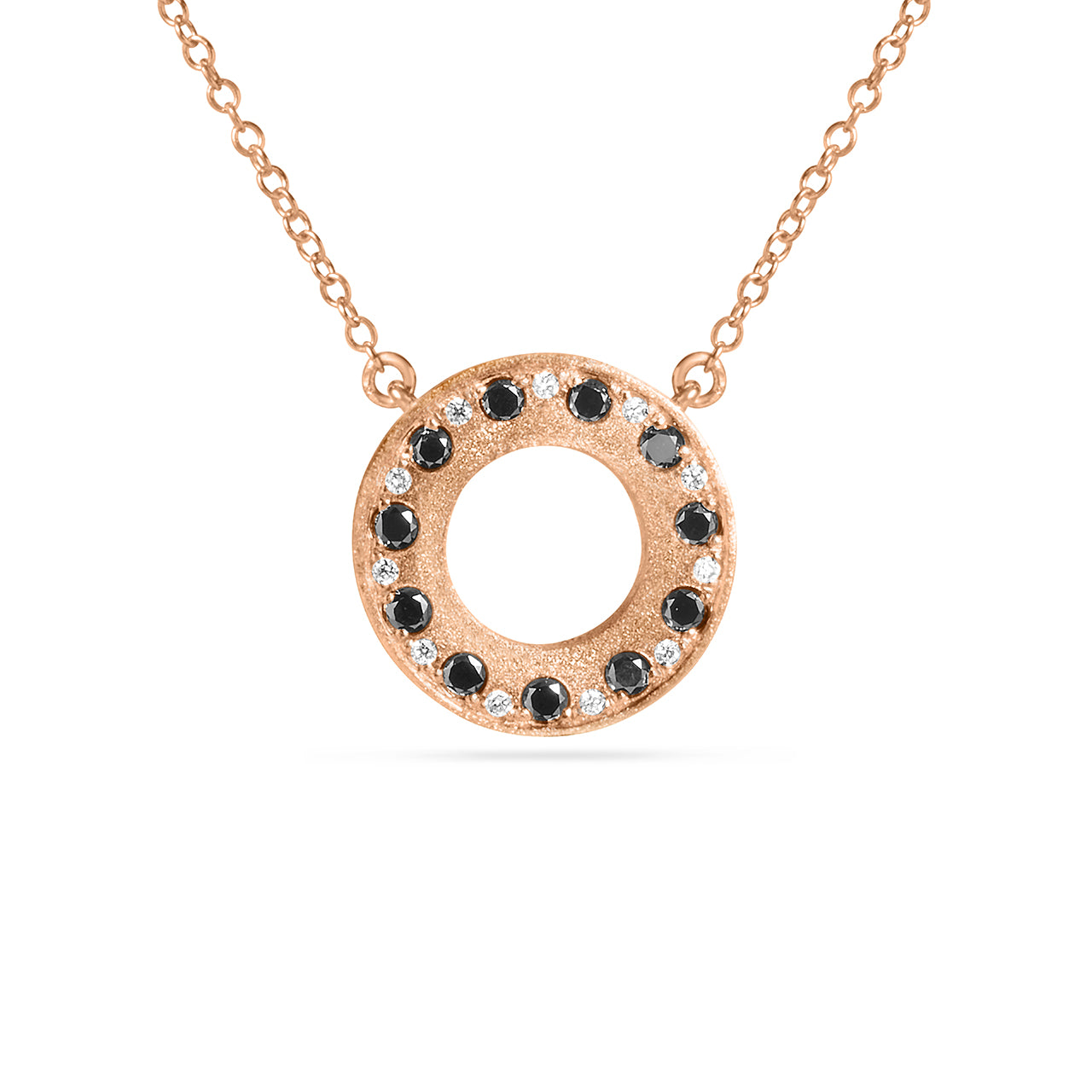 Black & White Diamond Alternating Flush Circle Necklace