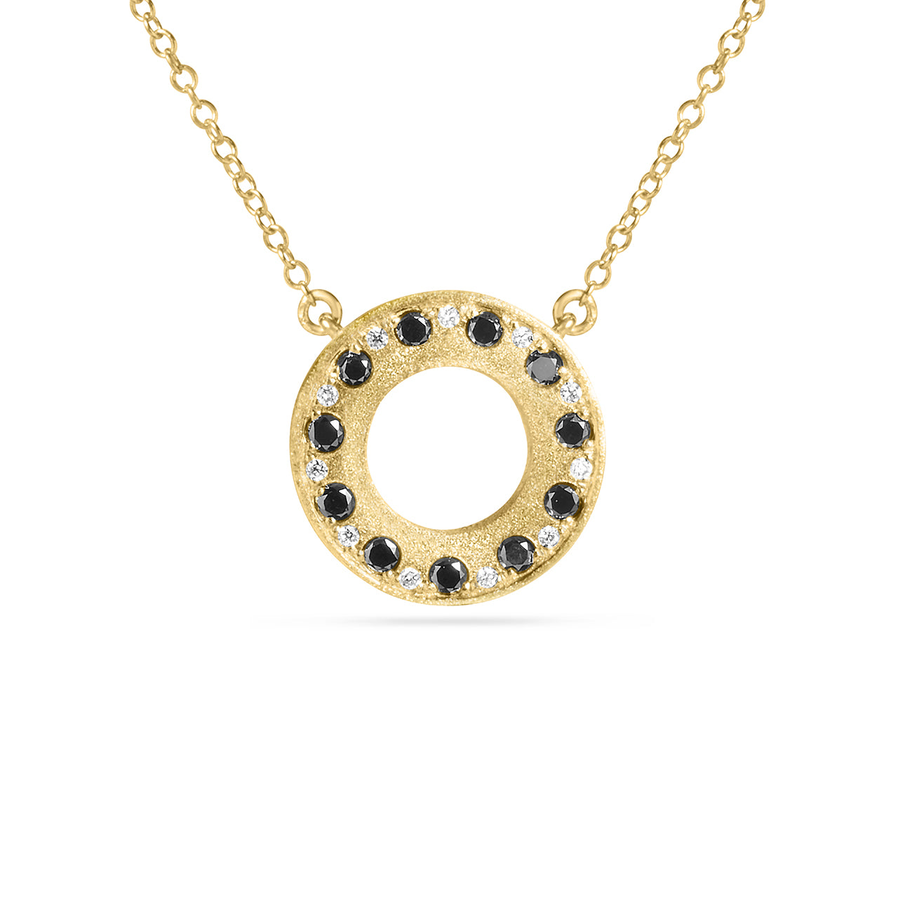 Black & White Diamond Alternating Flush Circle Necklace