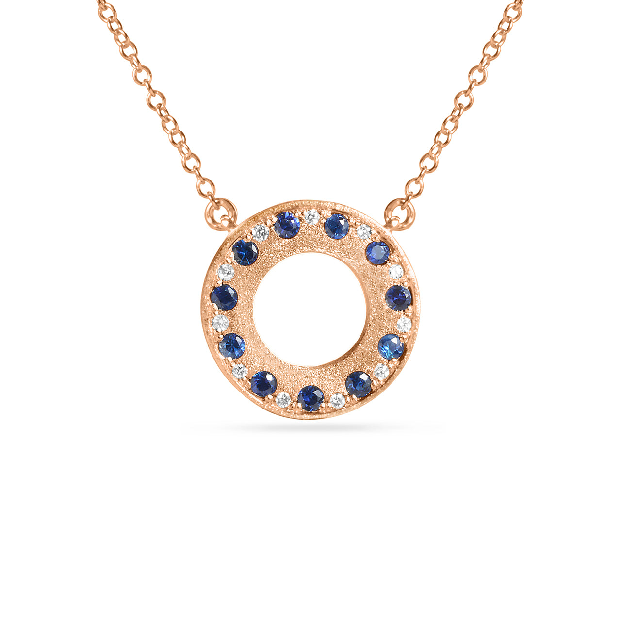 Sapphire & Diamond Alternating Flush Circle Necklace