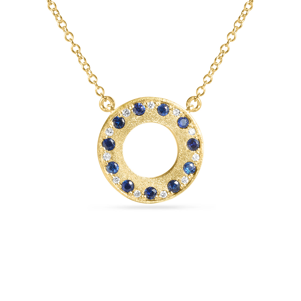 Sapphire & Diamond Alternating Flush Circle Necklace