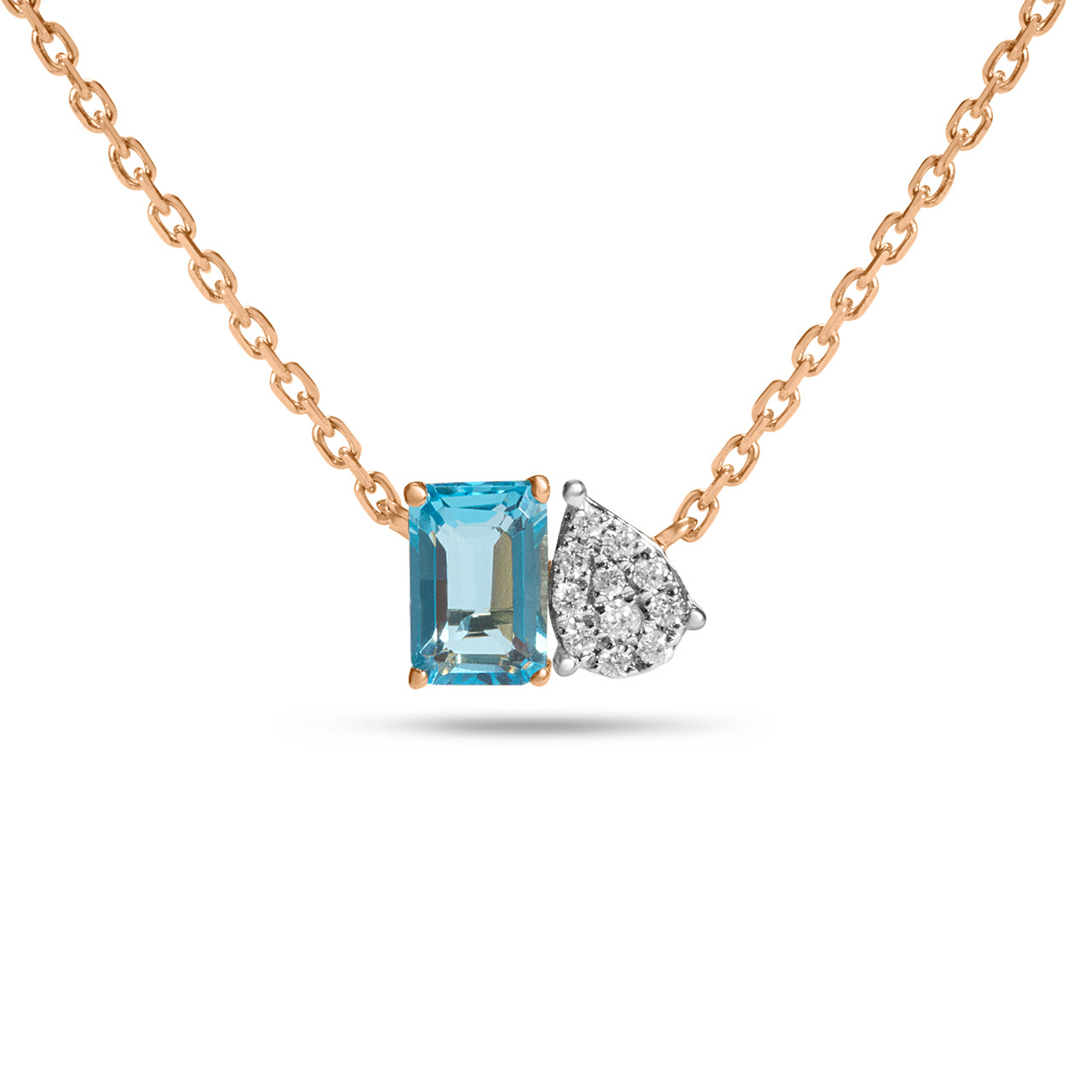 Blue Topaz & Diamond Toi et Moi Necklace