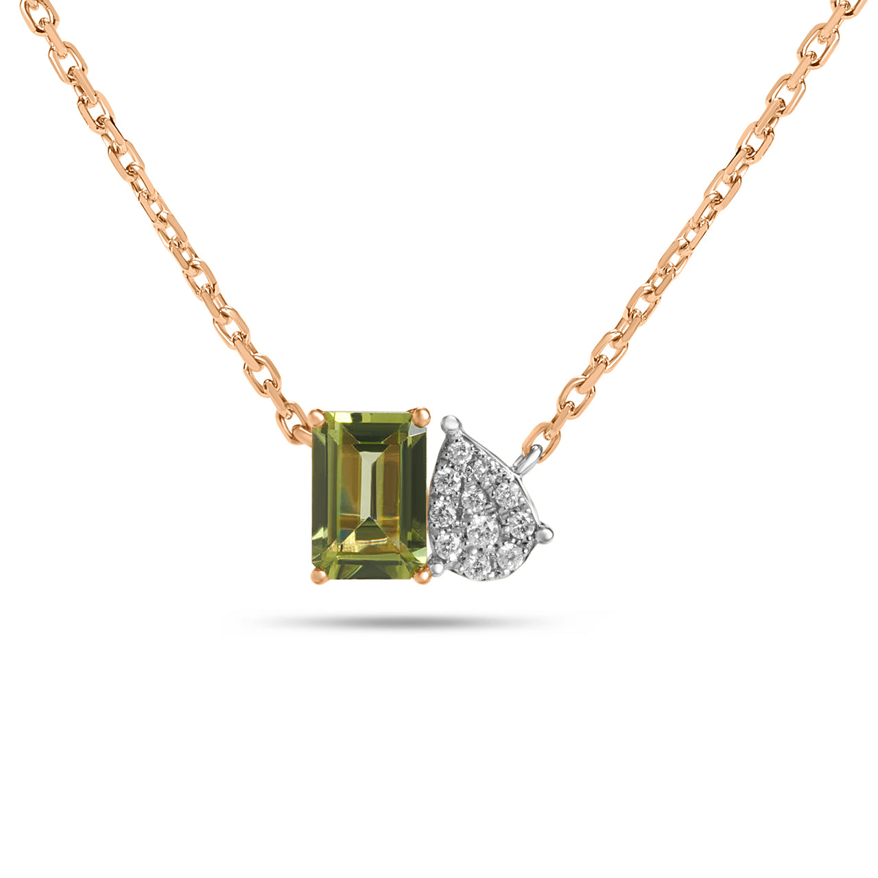 Peridot & Diamond Toi et Moi Necklace