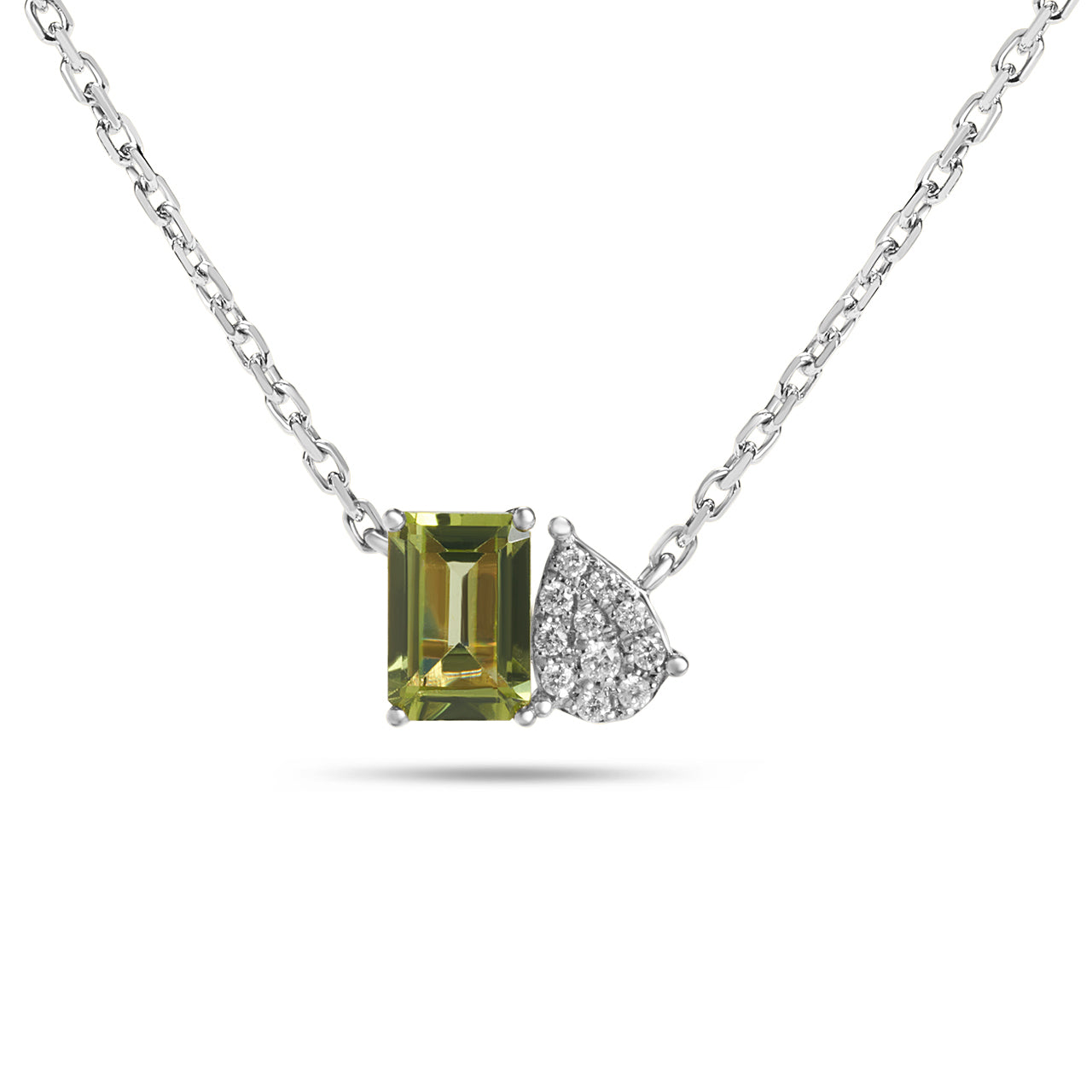 Peridot & Diamond Toi et Moi Necklace