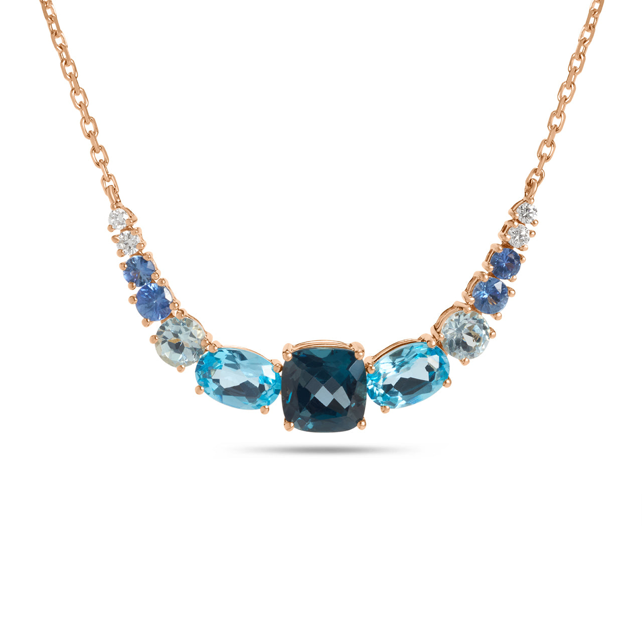 Blue Topaz, Sapphire & Diamond Ombre Necklace