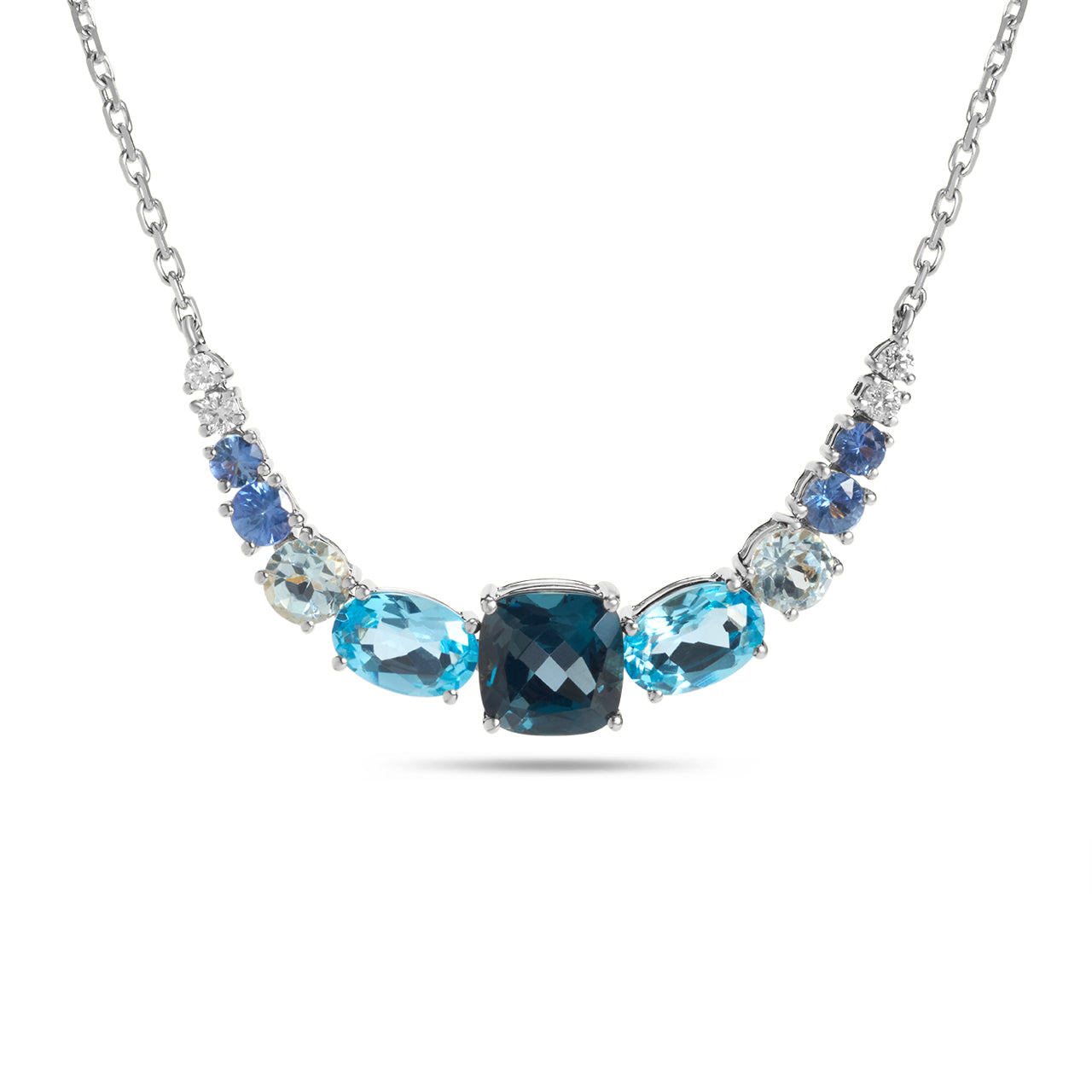 Blue Topaz, Sapphire & Diamond Ombre Necklace