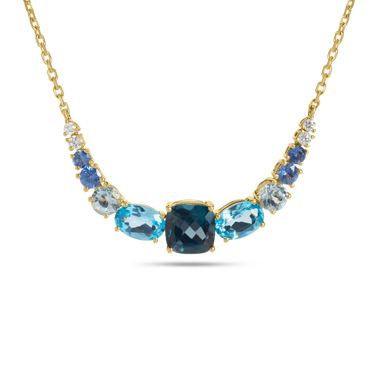 Blue Topaz, Sapphire & Diamond Ombre Necklace