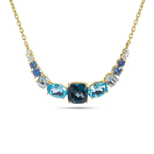 Blue Topaz, Sapphire & Diamond Ombre Necklace