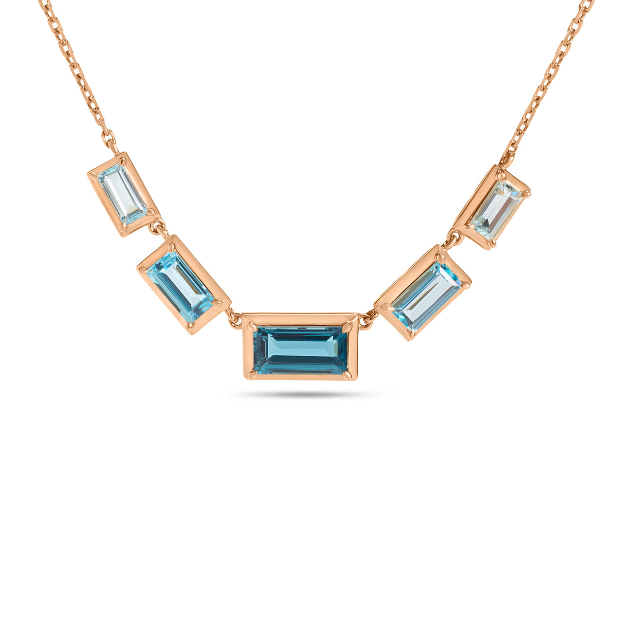 Blue Topaz Baguette Stacking Necklace