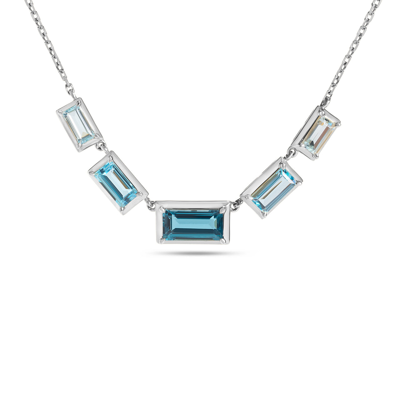 Blue Topaz Baguette Stacking Necklace