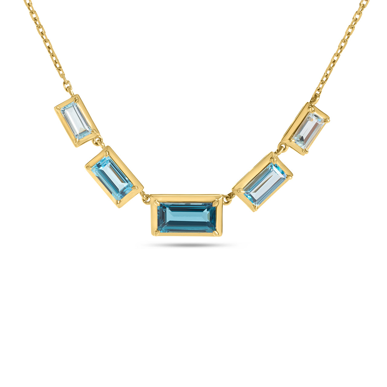 Blue Topaz Baguette Stacking Necklace