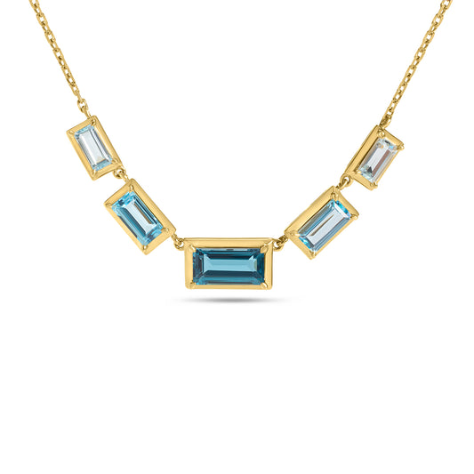 Blue Topaz Baguette Stacking Necklace