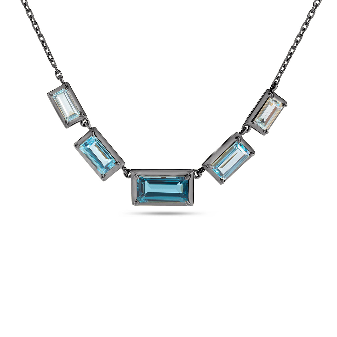 Blue Topaz Baguette Stacking Necklace