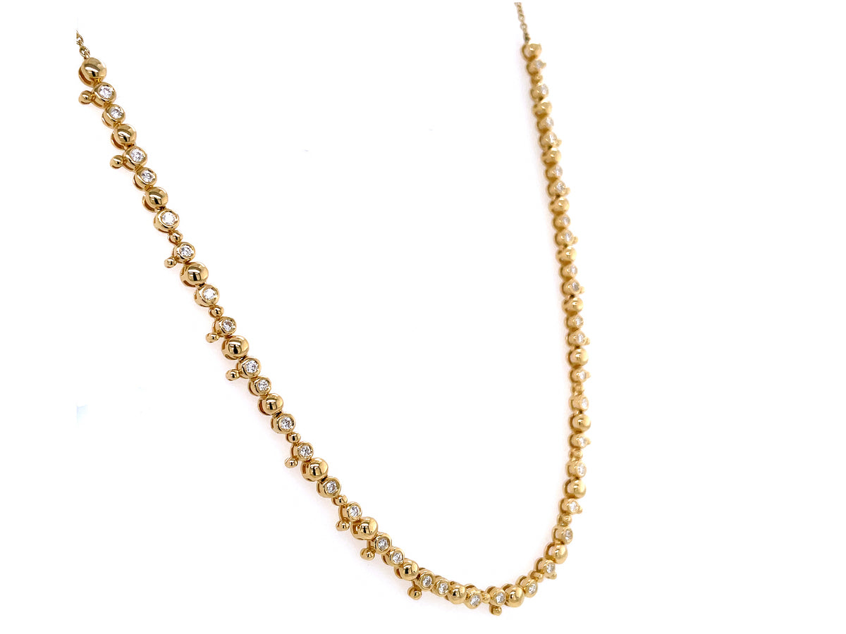 DIAMOND BEZEL BAUBLE NECKLACE, 18" BOLO CHAIN"