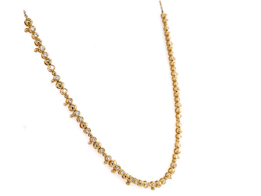 DIAMOND BEZEL BAUBLE NECKLACE, 18" BOLO CHAIN"