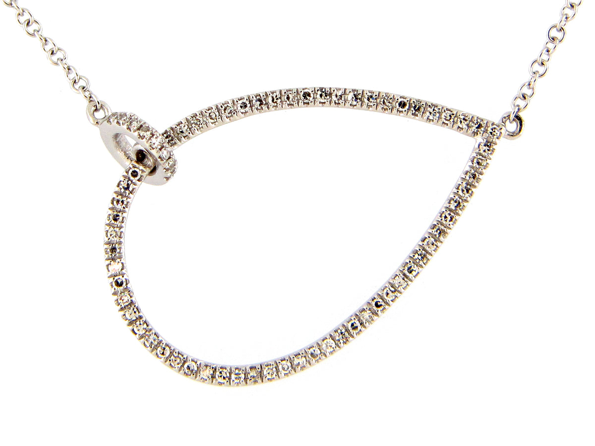 DIAMOND PEAR PENDANT NECKLACE, 14KW