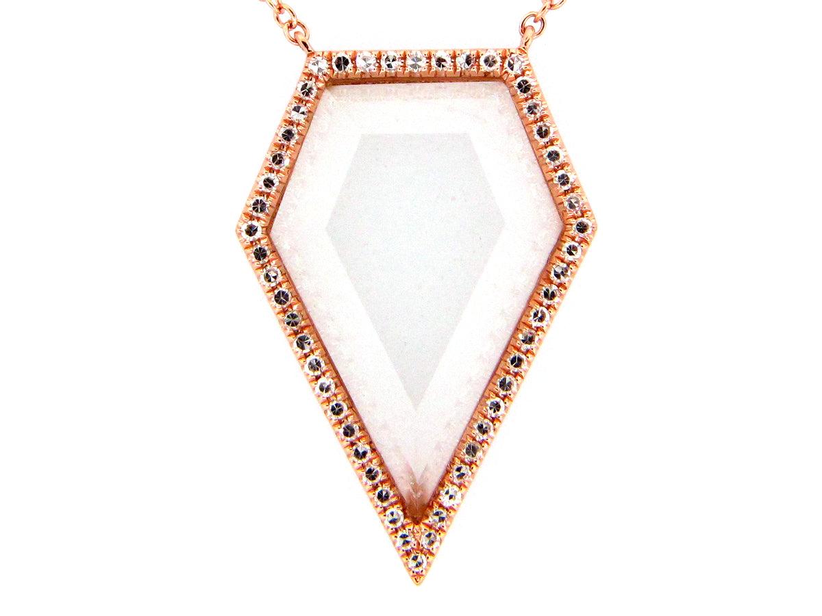 MOONSTONE & DIAMOND PENDANT NECKLACE