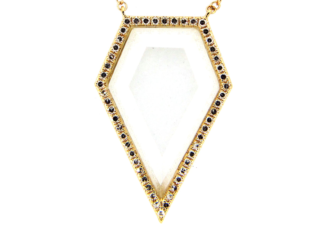 MOONSTONE & DIAMOND PENDANT NECKLACE