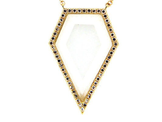 MOONSTONE & DIAMOND PENDANT NECKLACE
