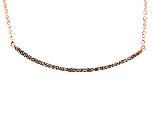 BROWN DIAMOND CURVED BAR PENDANT NECKLACE, 18"/17"/16", 14KR (N)