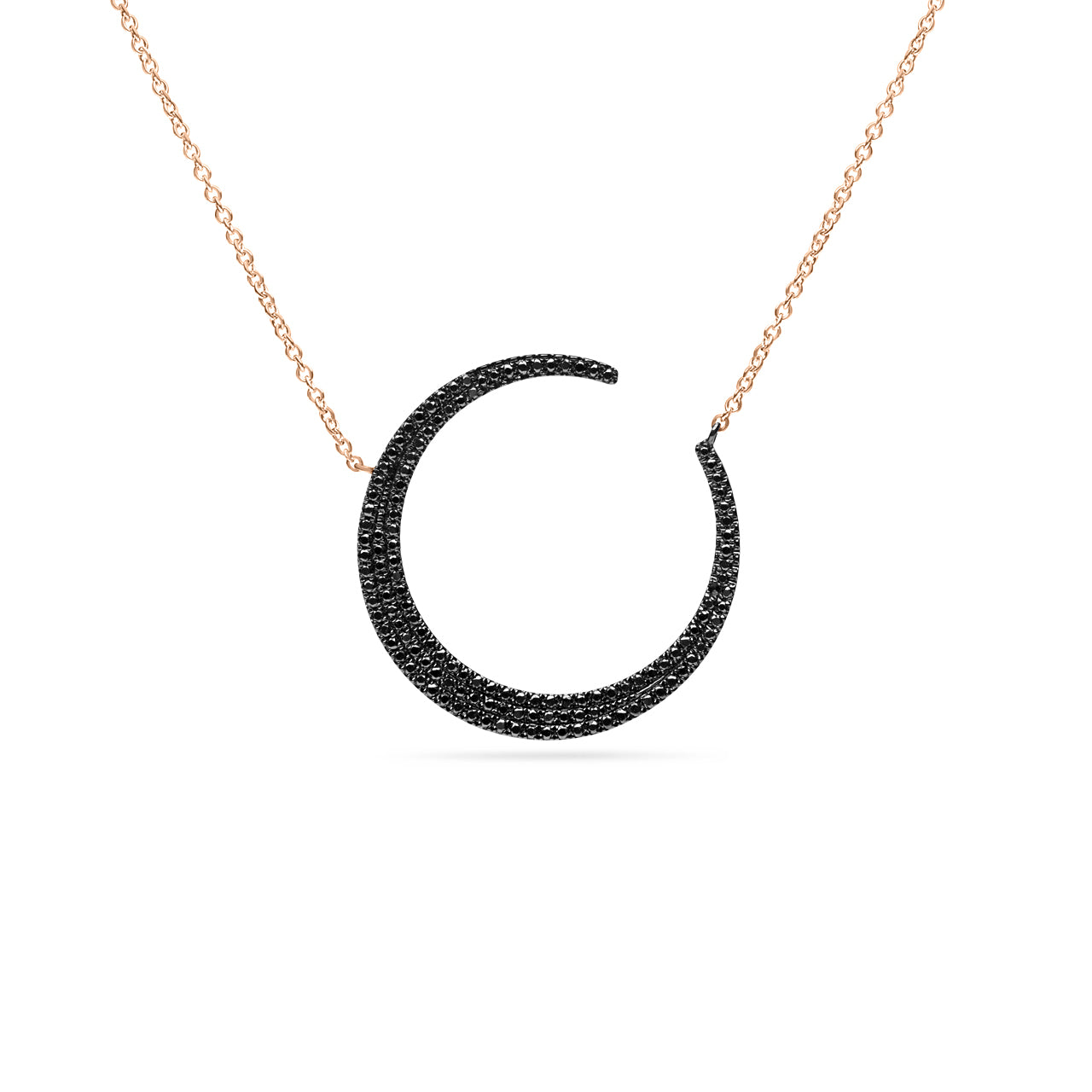 Black Diamond Crescent Moon Necklace